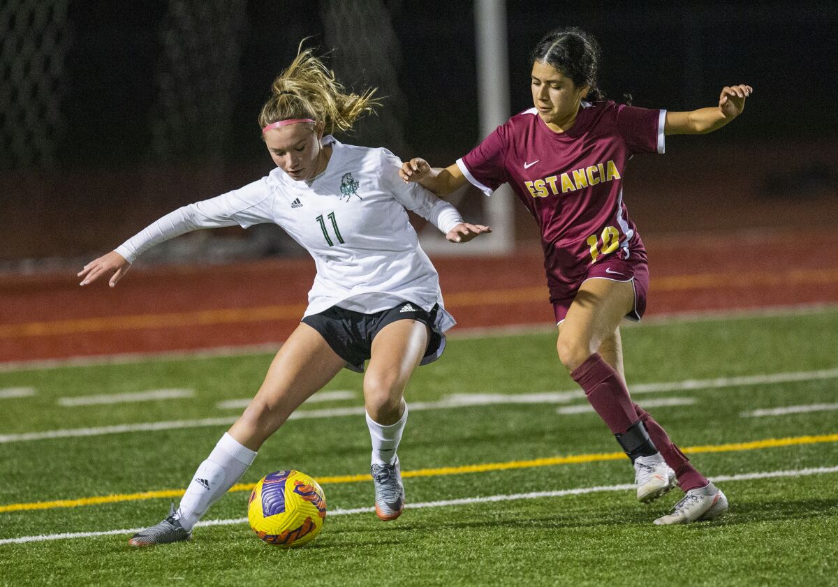 Costa Mesa's Emiley Davis had two goals and an assist Tuesday in a win over Santa Ana.