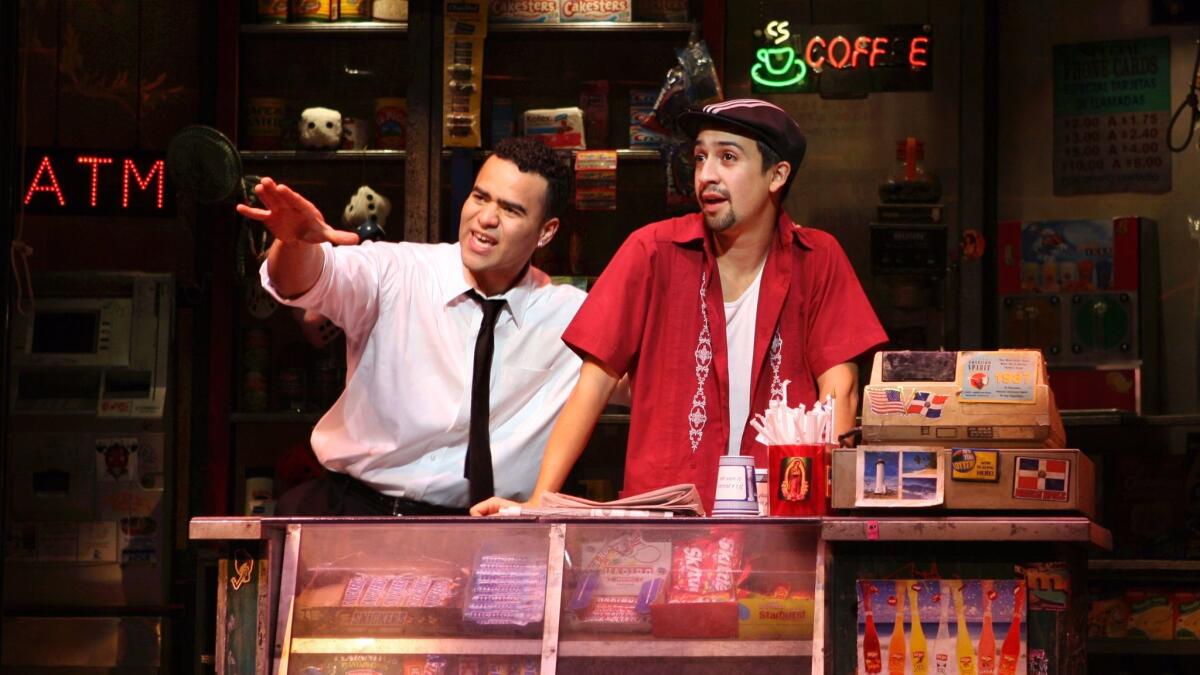 Lin-Manuel Miranda, right, wrote the music and lyrics and starred in the stage version of "In The Heights."