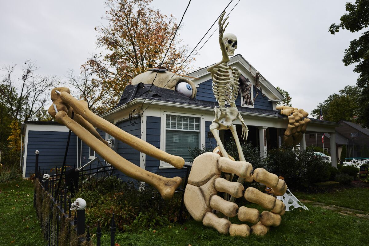Alan Perkins created a large Halloween display in front of his home.