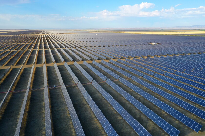 Westlands Solar Park in the San Joaquin Valley, which is being built on retired farmland.