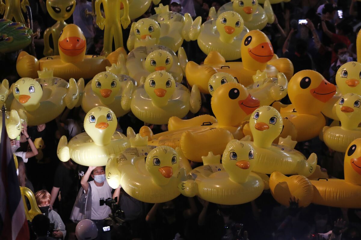 Inflatable yellow ducks