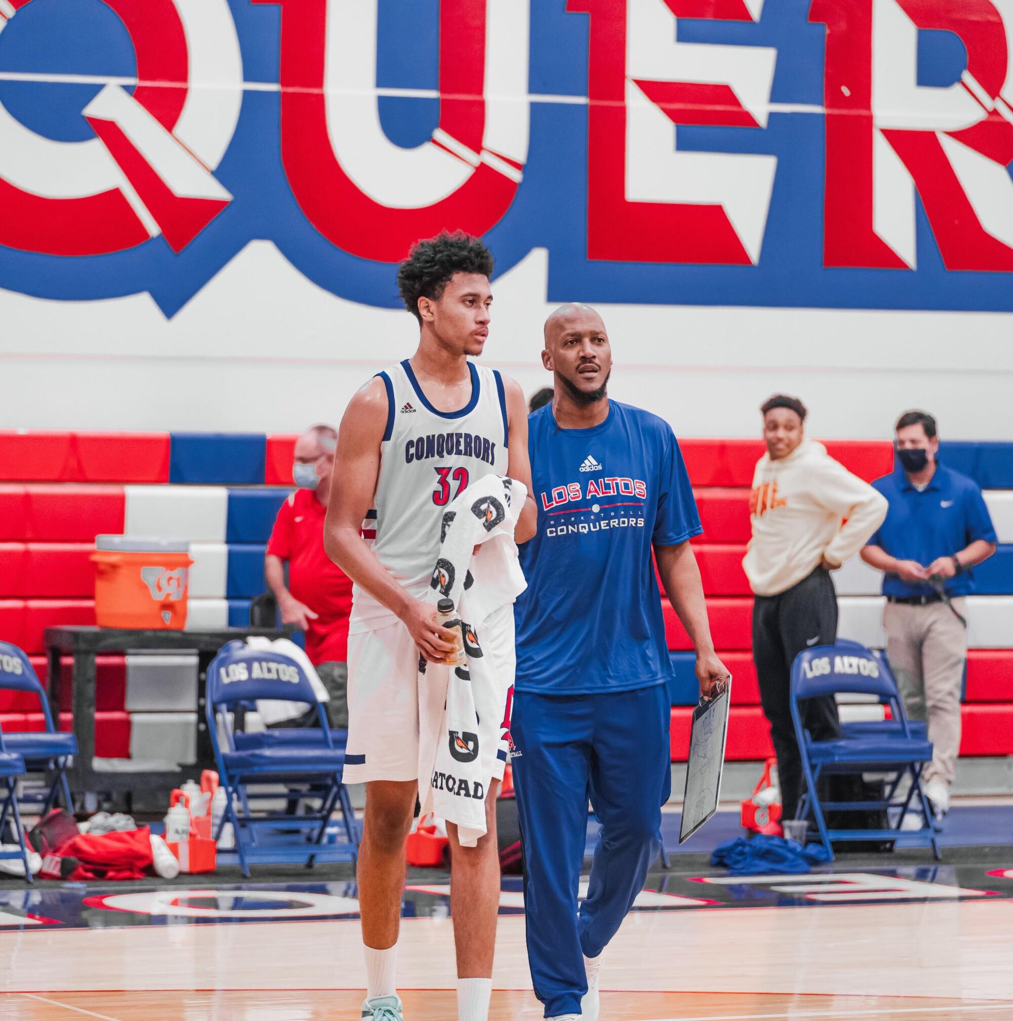 Jazz Gardner and his father, Jelani, after a game at Los Altos High.