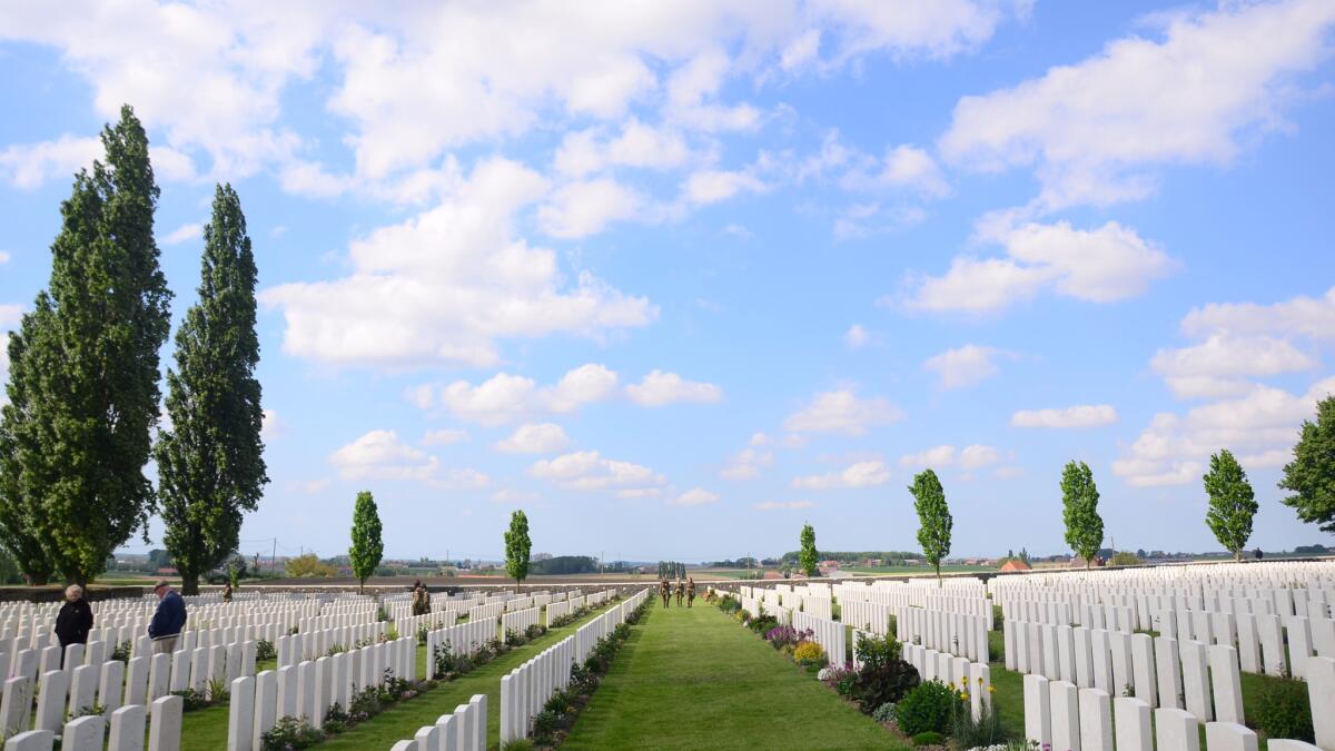 The Tyne Cot Commonwealth War Graves Cemetery outside Ypres, Belgium.