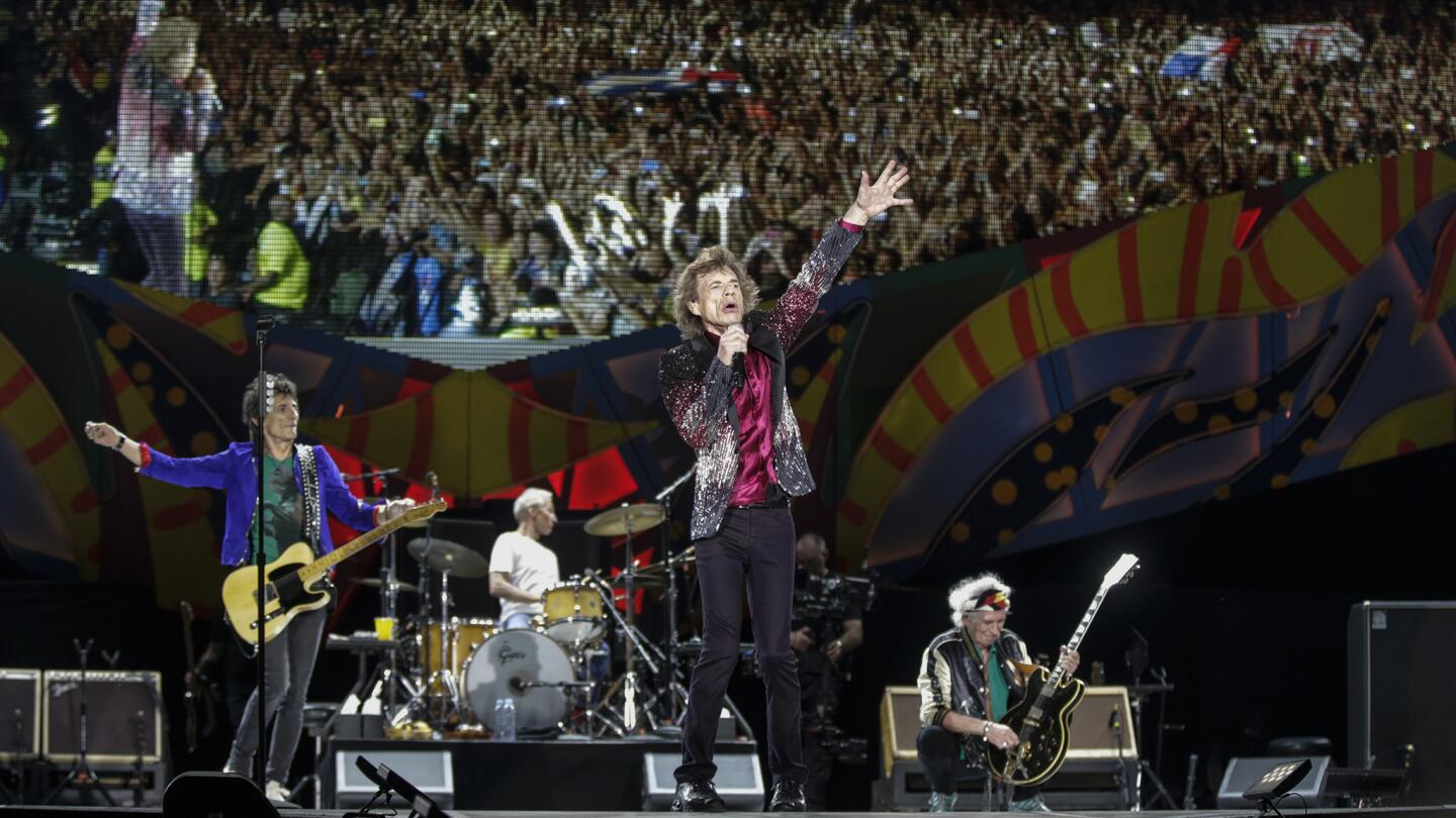 The Rolling Stones deliver a historic free performance to hundreds of thousands of Cubans at Ciudad Deportiva in Havana.