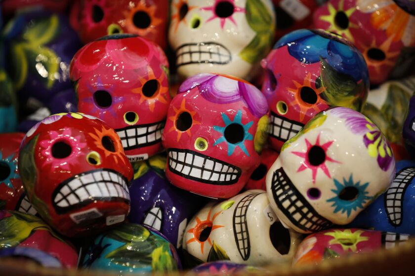 Day of the Dead ceramic skulls are on display at Artelexia in North Park just days before the annual celebration.