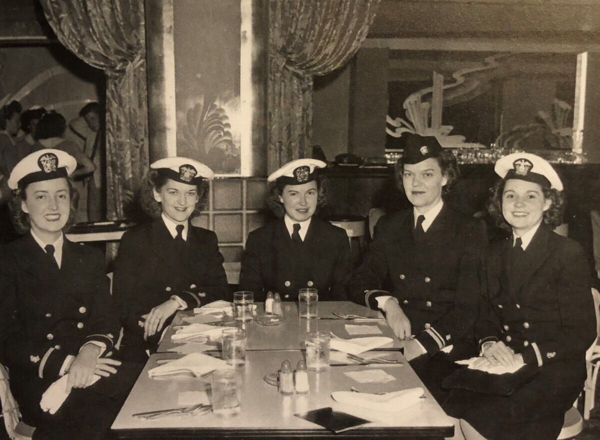 Dorothy Marie May, pictured second from left, with military nurse officers in 1945