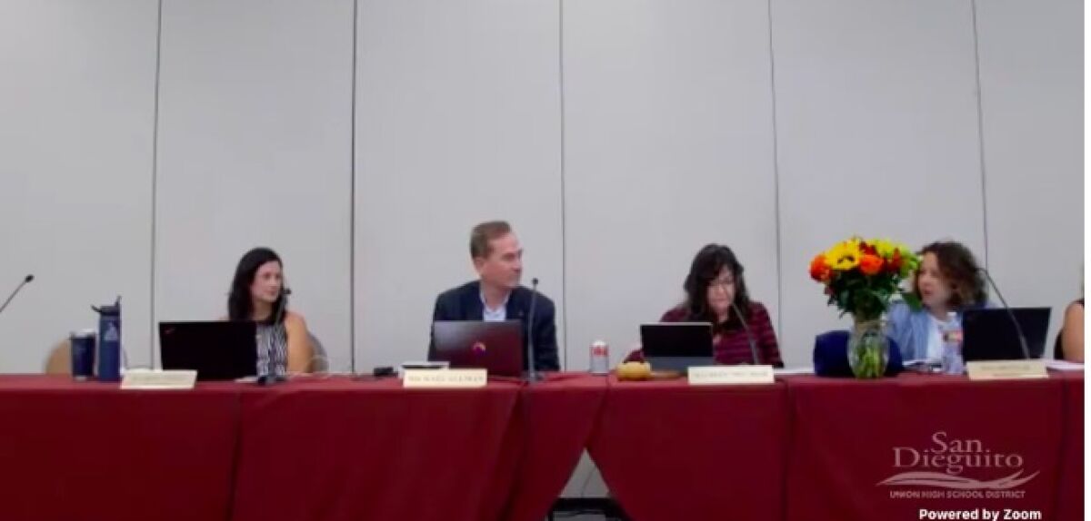 The SDUHSD board recognized outgoing members on Nov. 17.