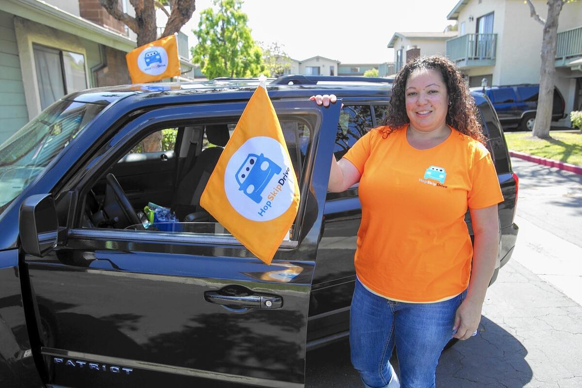 Costa Mesa resident Leah Fountain is a CareDriver with HopSkipDrive, a new transportation service geared for children. HopSkipDrive officially launches in Orange County on Tuesday.