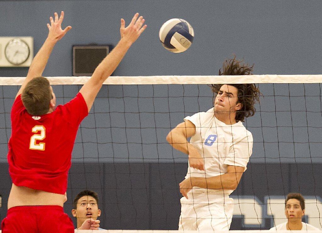 Corona del Mar High's Will Hunter had 12 kills and five block assists against Cathedral Catholic.