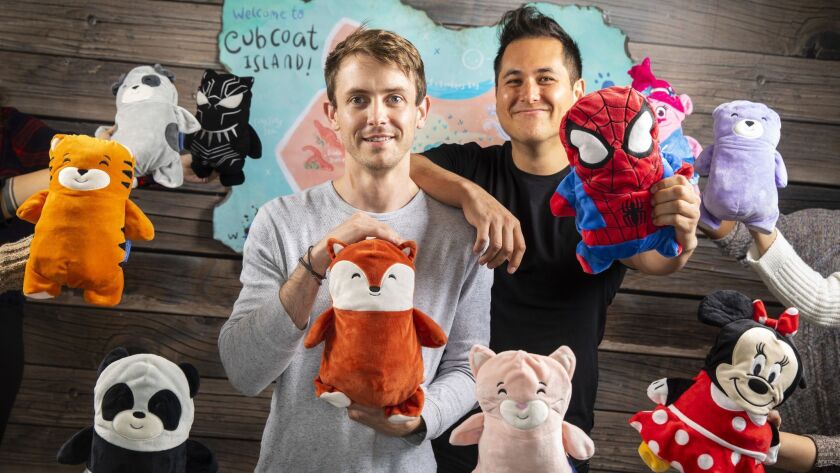 Zac Park, left and Spencer Markel are co-chief executives and founders of Cubcoats, a Los Angeles clothing company that makes children's hoodies that fold into stuffed animals.