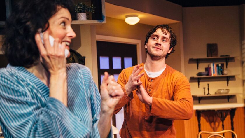 Melissa Weber Bales and Zachary Grant costar in the dark comedy “Smart Love” at Pacific Resident Theatre.