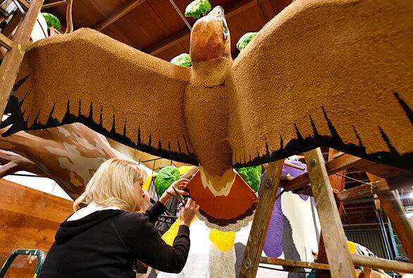 Tournament of Roses float preparation