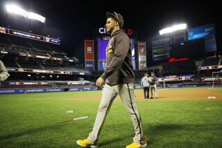 FLUSHING MEADOWS, NY - OCTOBER 6: San Diego Padres' Juan Soto walks off the field after batting practice at Citi Field on Thursday, October 6, 2022 in Flushing Meadows, NY. (K.C. Alfred / The San Diego Union-Tribune)