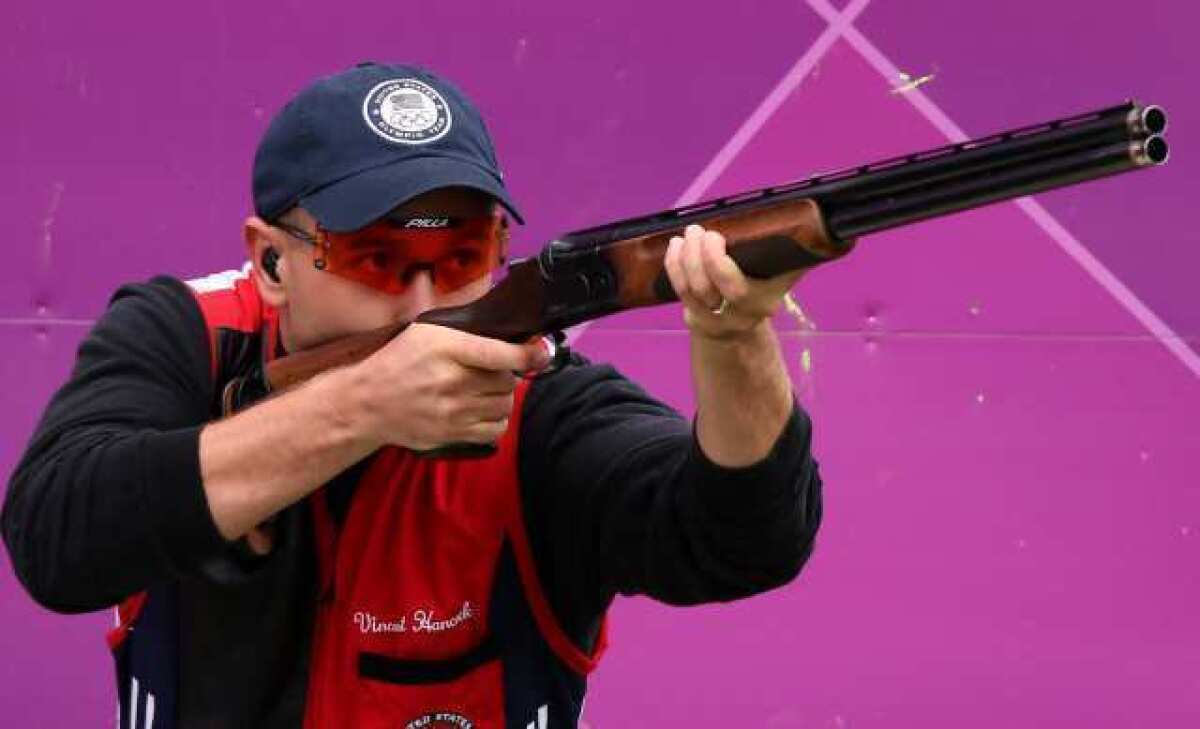 Vincent Hancock competes in skeet shooting on Tuesday.