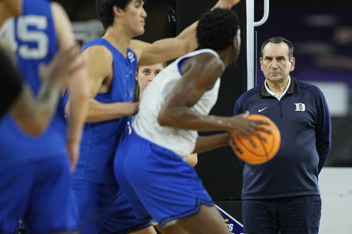 Duke head coach Mike Krzyzewski