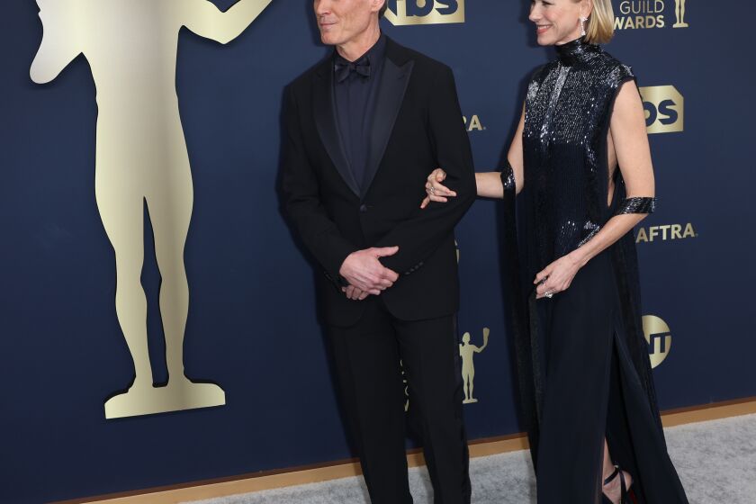 SANTA MONICA, CA - February 27, 2022. Billy Crudup and Naomi Watts arriving at the 28th Screen Actors Guild Awards at the Barker Hangar on Sunday, February 27, 2022. (Jay L. Clendenin / Los Angeles Times)
