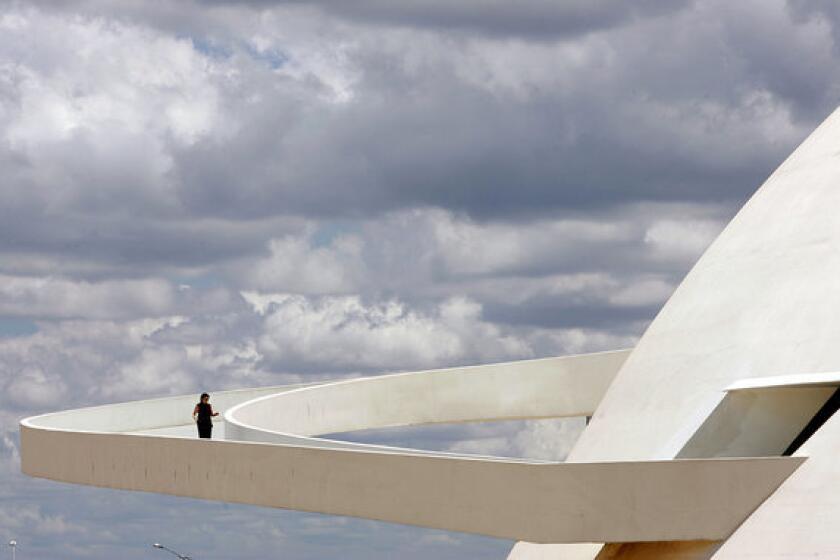 The ramp of Brasilia's National Museum, the work of Brazilian architect Oscar Niemeyer, as seen in December 2007. Niemeyer, a pioneer in the use of reinforced concrete to produce soaring, curvaceous forms, died Dec. 5 in a hospital in Rio de Janeiro. He was 104.