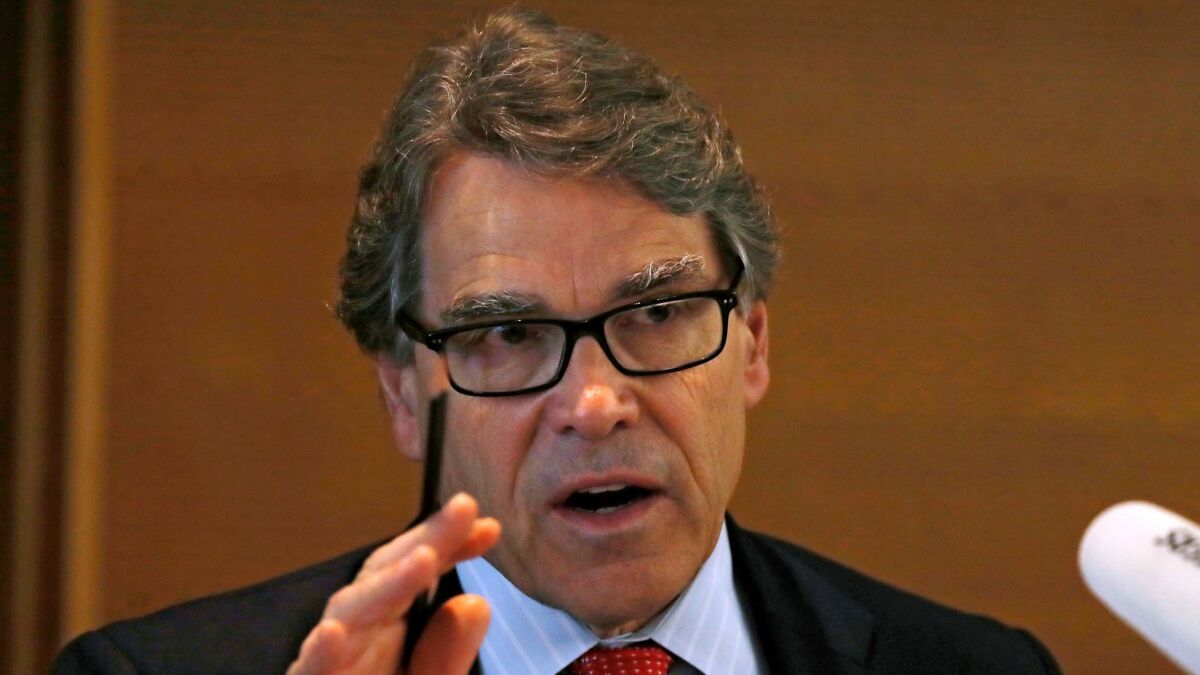 U.S. Energy Secretary Rick Perry speaks during the carbon capture, utilization and storage event, on the sidelines of a clean energy conference in Beijing on June 6, 2017.
