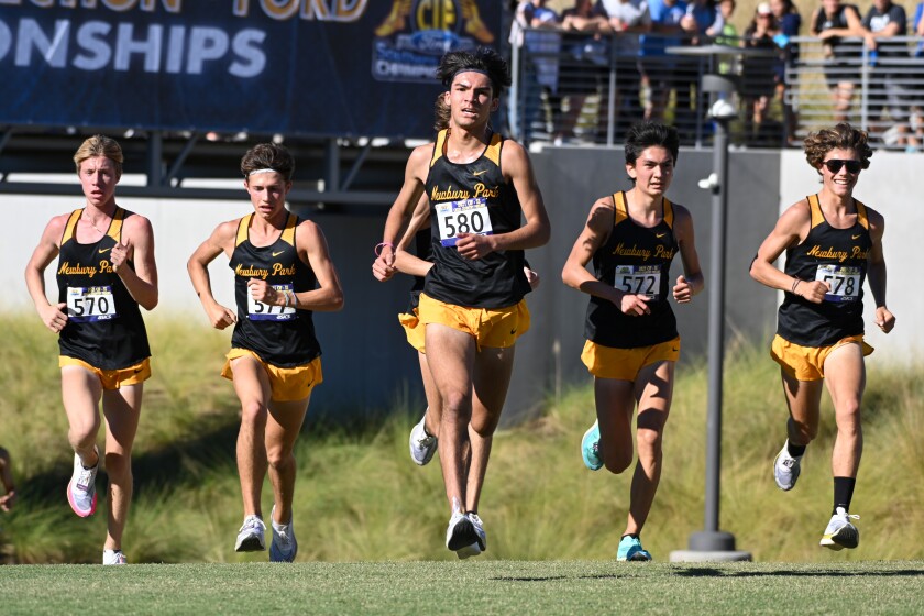 Newbury Park runners at Southern Section cross-country preliminaries.