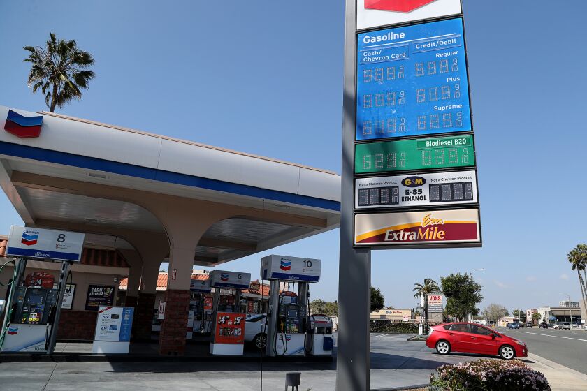 The Chevron Extra Mile gas station at Orange Avenue along East 17th Street in Newport Beach on Thursday.