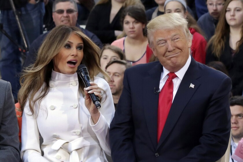 Republican presidential candidate Donald Trump and his wife Melania Trump, appear Thursday on NBC's "Today" show in New York City.