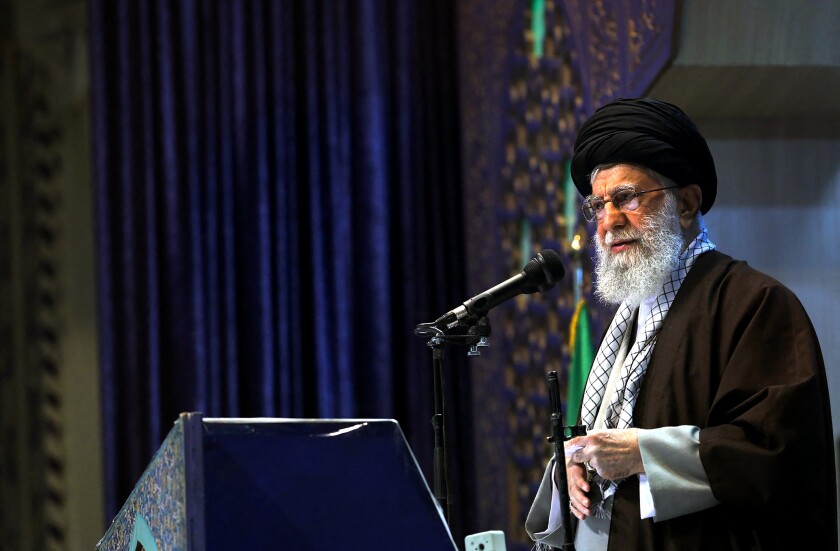 Iran Supreme Leader Ayatollah Ali Khamenei leads Friday prayers Jan. 17 in Tehran.