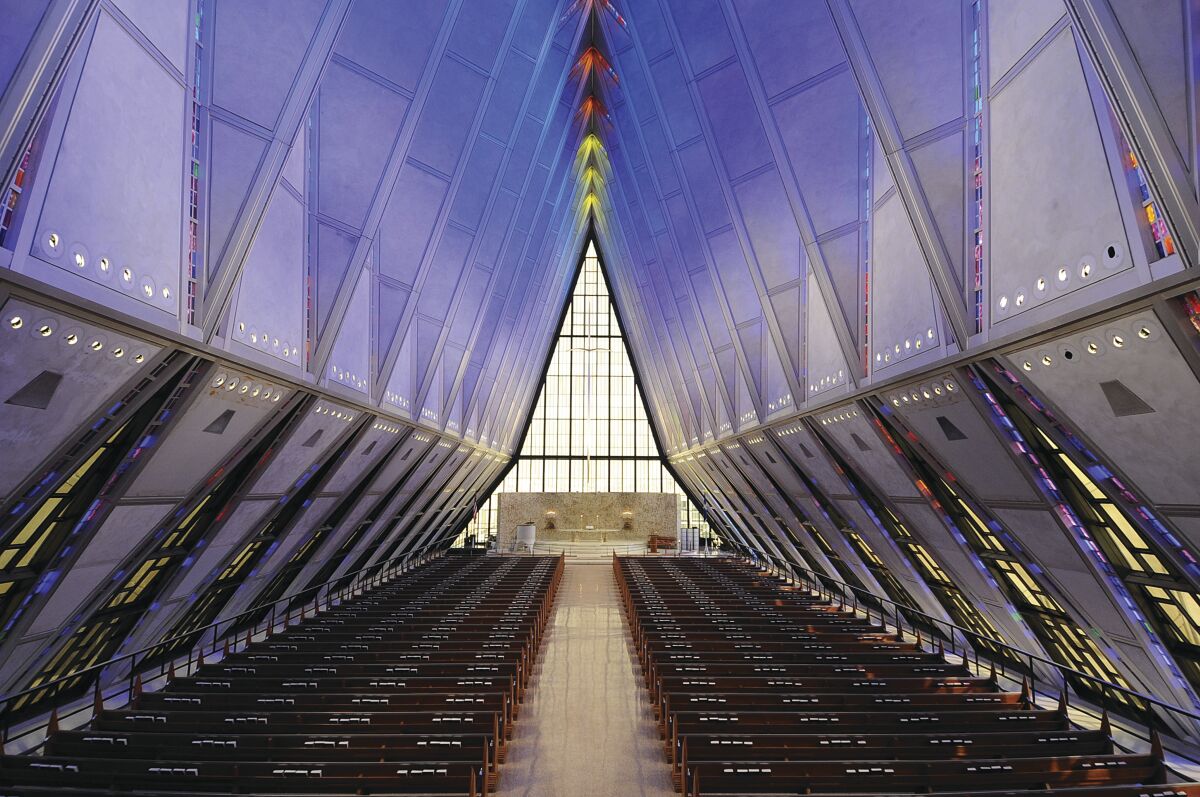 One of Judson Studios' current projects is the Air Force Academy Cadet Chapel in Colorado Springs, Colo., where more than 24,000 pieces of glass make up designs running the height of the 120-foot-tall structure.
