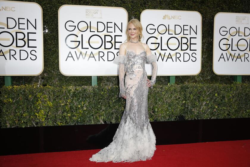 Nicole Kidman arrives at the 74th Golden Globe Awards show at the Beverly Hilton Hotel.