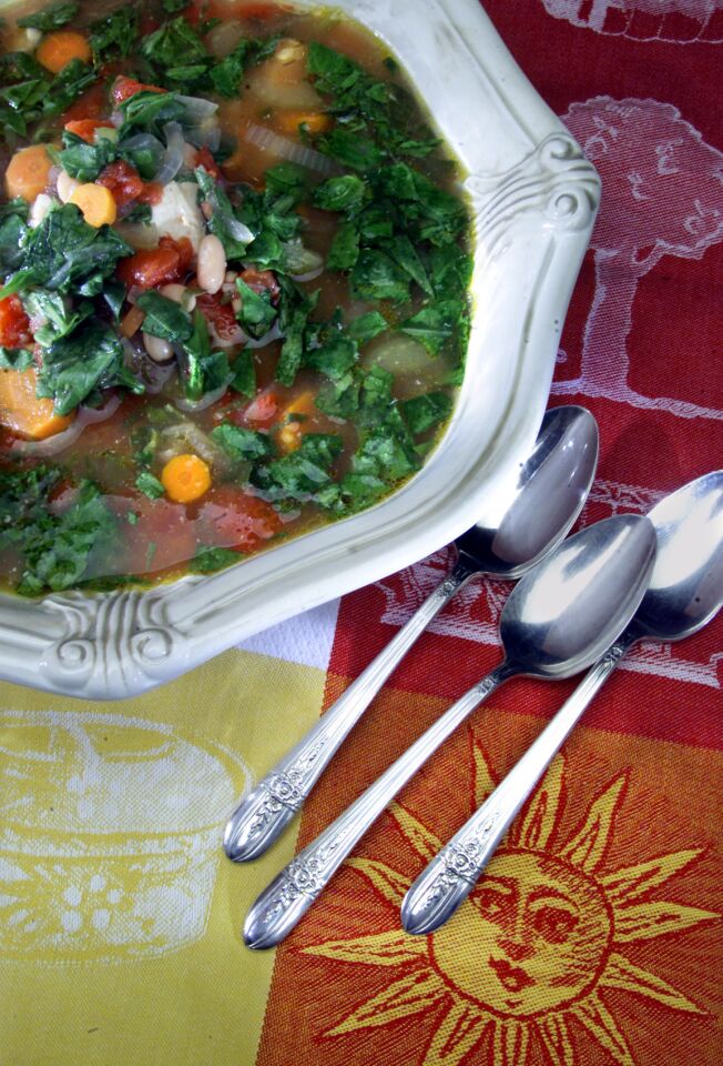 A rich chicken soup that comes together in minutes. Recipe: Chunky vegetable chicken soup