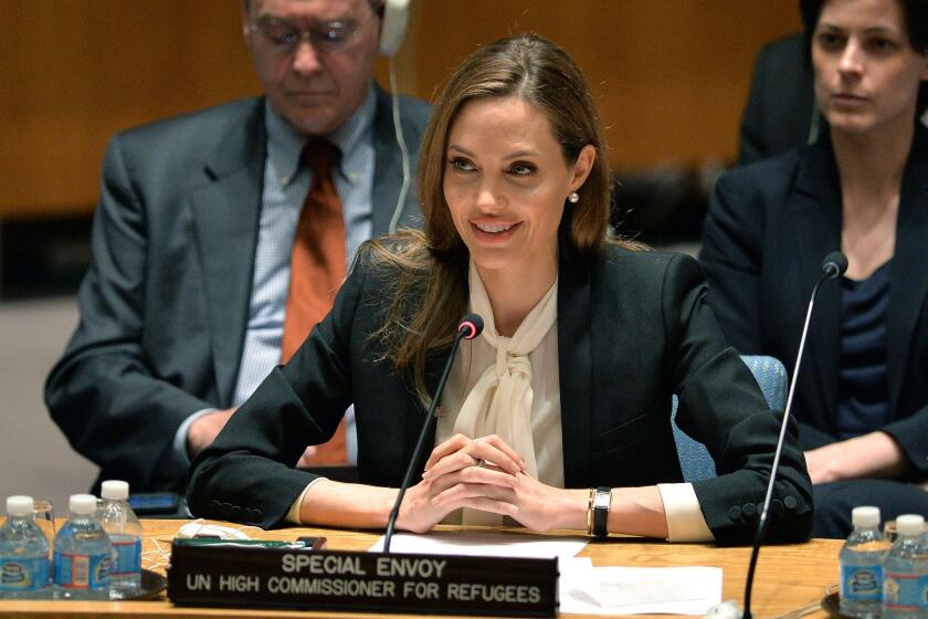 Anglina Jolie speaks before a United Nations Security Council meeting on women, peace, security and sexual violence in conflict at UN headquarters in New York.