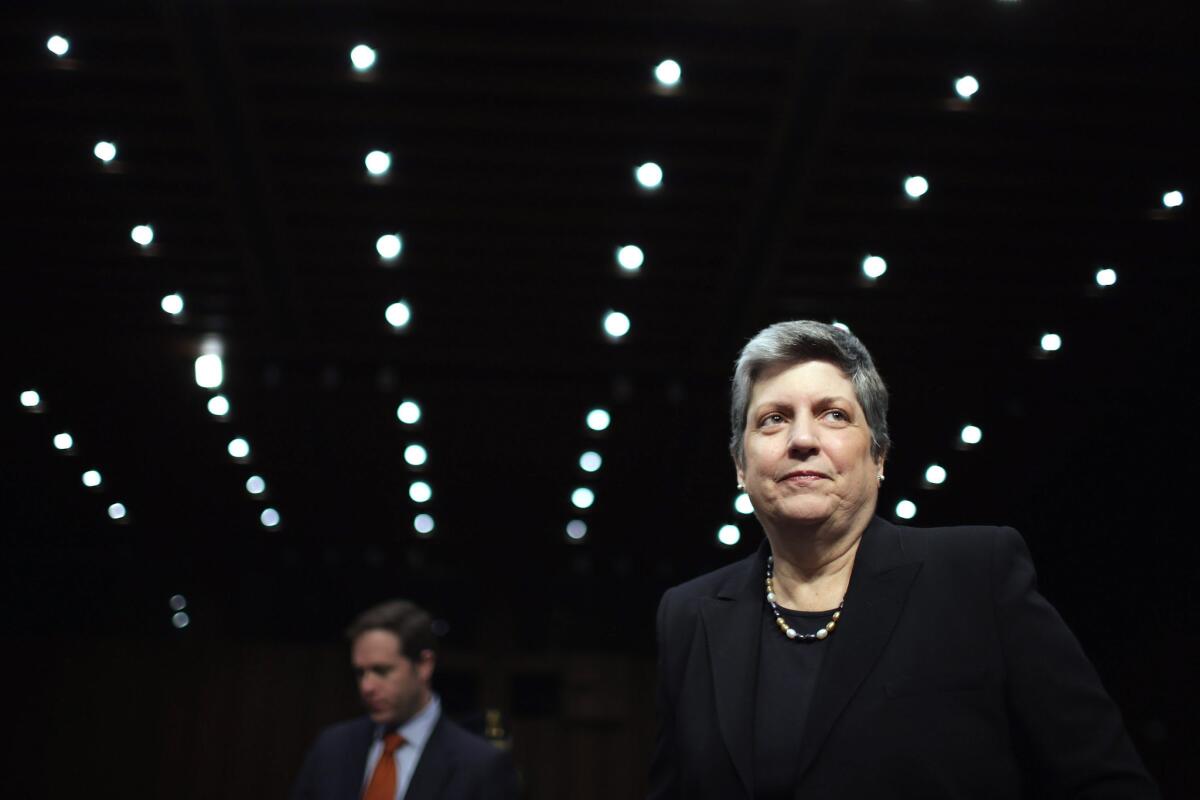 Homeland Security Secretary Janet Napolitano prepares to testify before the Senate Judiciary Committee in April.
