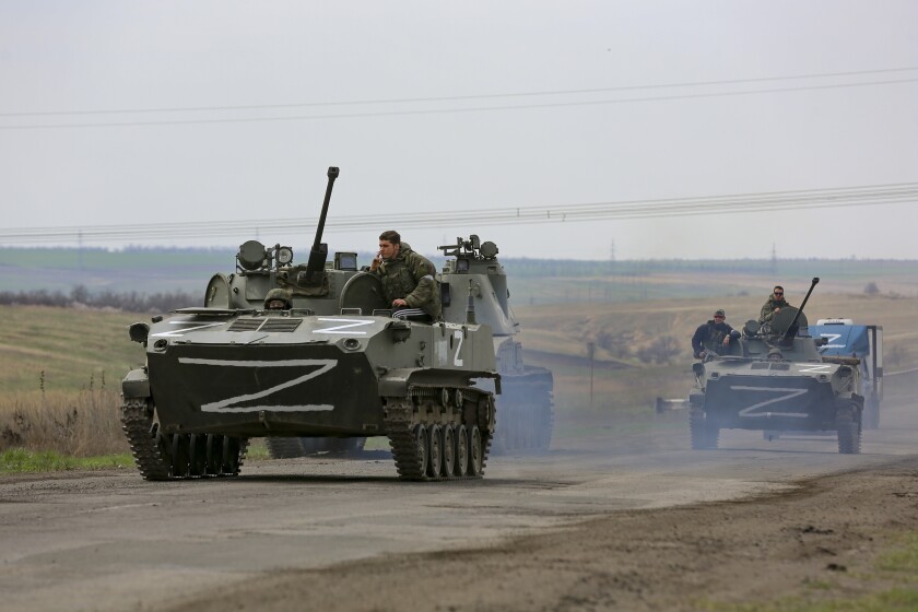 Russian military vehicles on a highway