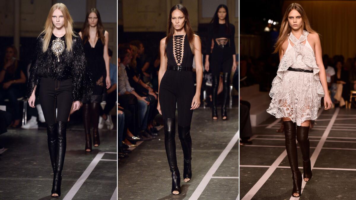 Three looks from the Spring/Summer 2015 fashion show from Givenchy.