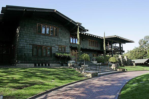 This is the front view of the iconic Gamble House in Pasadena, which was designed by architects Charles Greene and Henry Greene for David and Mary Gamble of Procter & Gamble Co. In 2008, the house celebrated its 100th anniversary. This and the following photos were taken during the Velvet Ropes Tour.