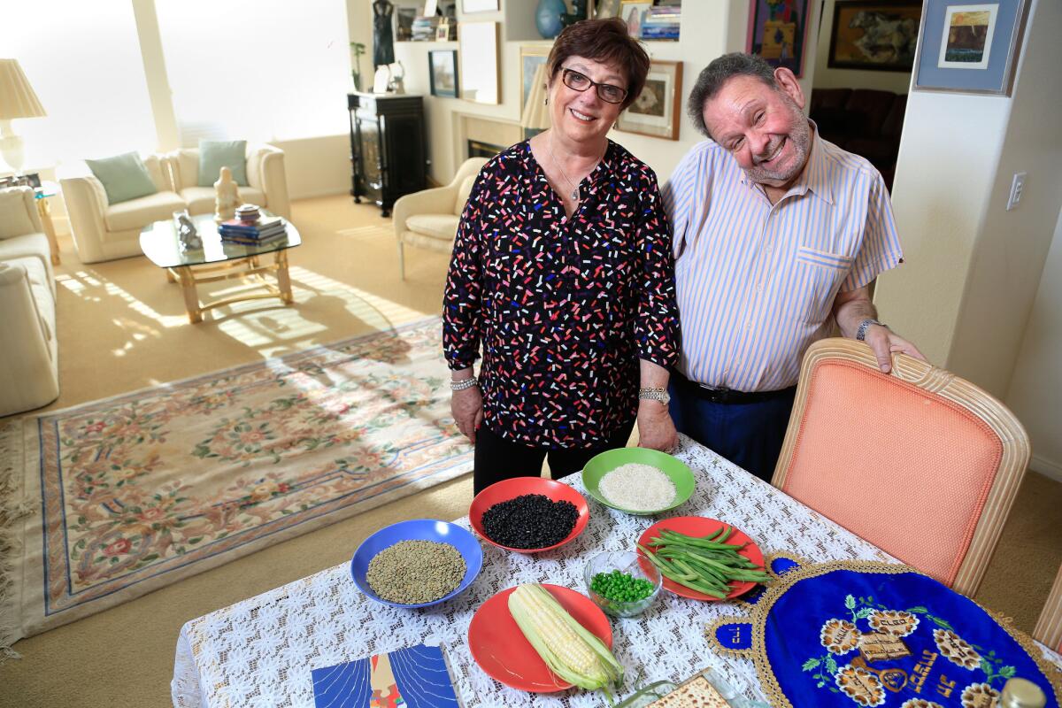 Fanny and Ruben Rosental of Chula Vista plan on eating "kitniyot," a category of foods that include corn, beans and rice, during their Passover celebration this year.