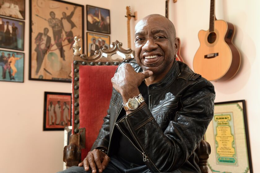 Otis Redding III appears at his home in Macon, Ga., in 2017. Redding III has died from cancer at age 59. He was the son and namesake of the late, legendary soul singer Otis Redding. (Woody Marshall/The Macon Telegraph via AP)