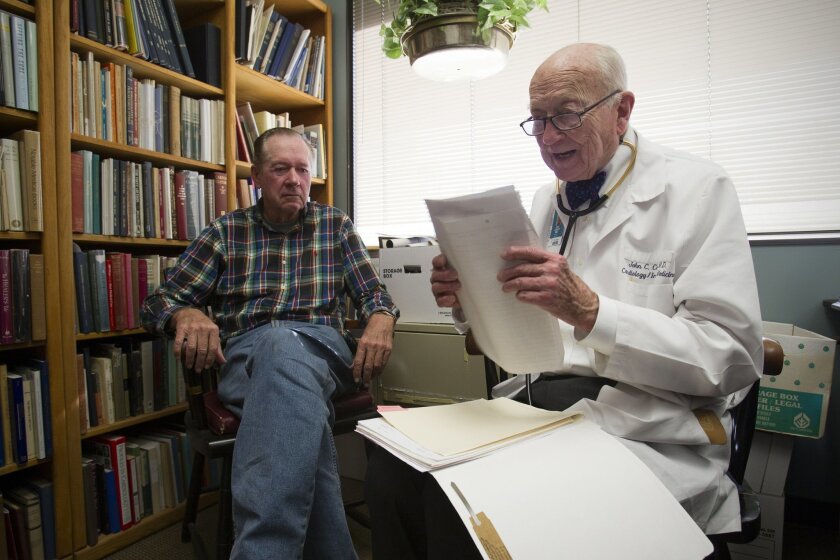 Many of Dr. John Carson's patients spent decades in his care. Robert Wineteer, shown at left in 2014, first came to Carson in 1987.