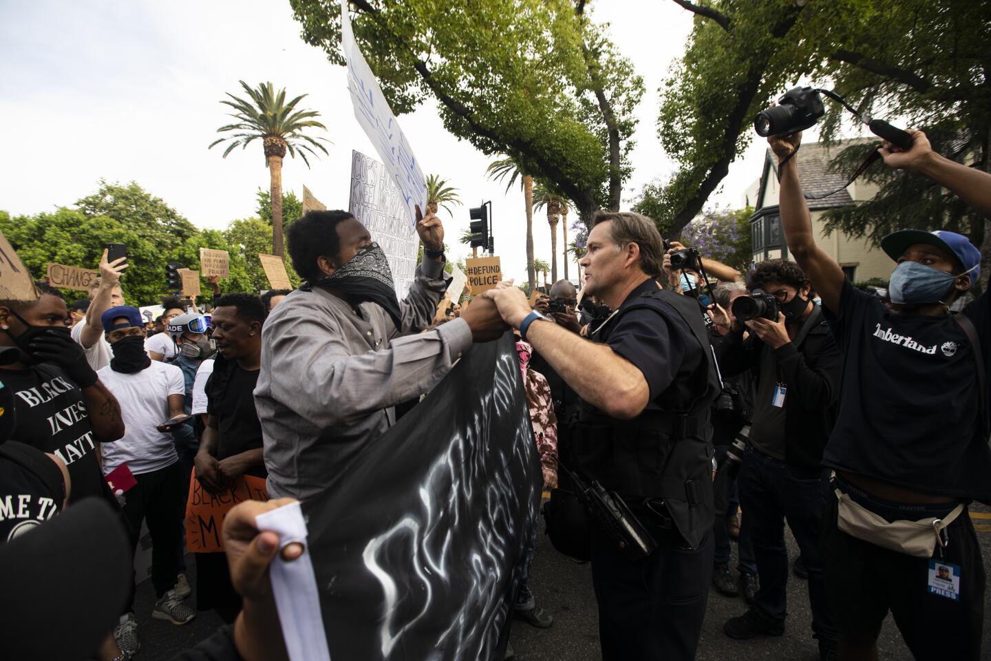 Protest at Getty House in Hancock Park