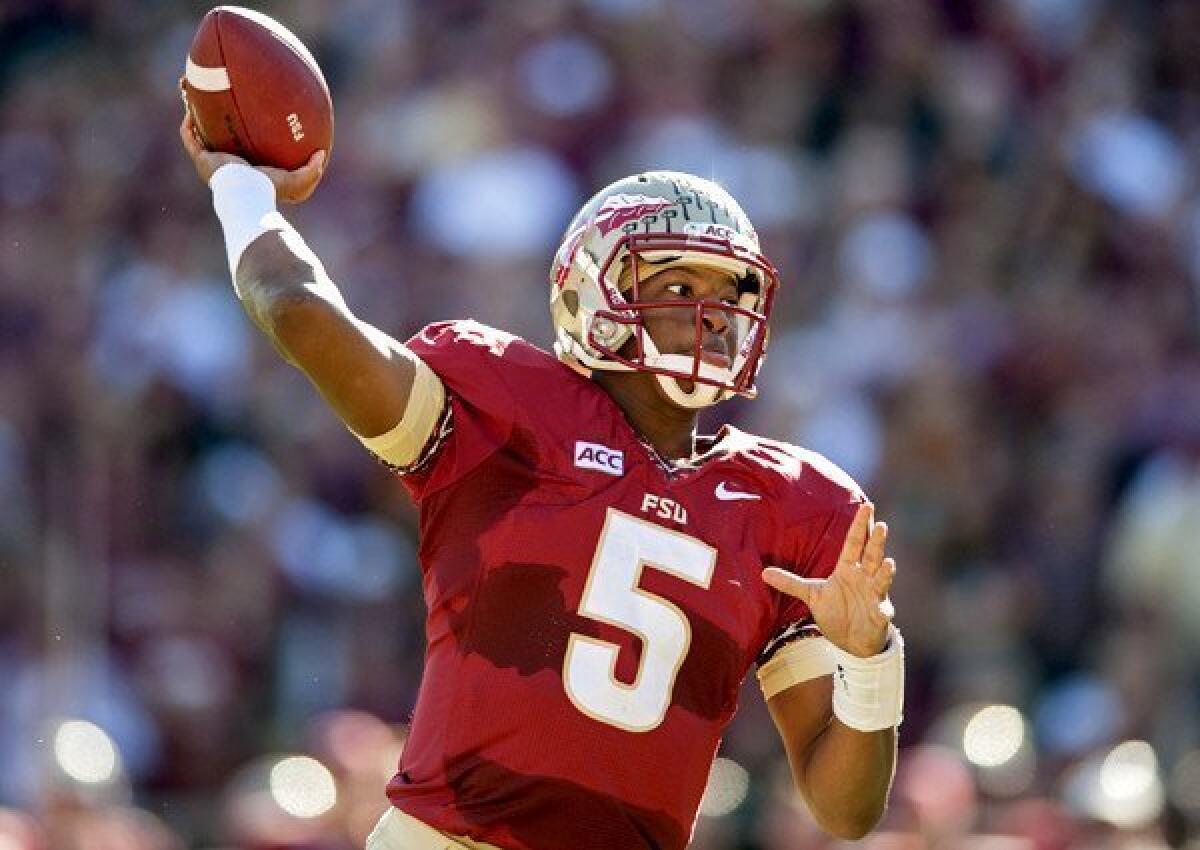 Quarterback Jameis Winston and Florida State are prohibitive favorites in their matchup with Miami on Saturday in a meeting of 7-0 teams.