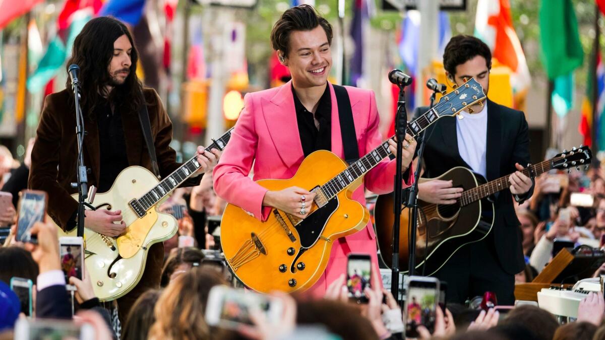 Harry Styles, center, performs this week in New York for NBC's "Today" show.