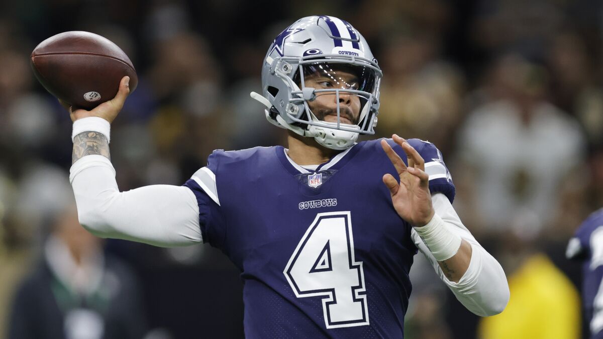 Dallas Cowboys quarterback Dak Prescott passes against the New Orleans Saints on Dec. 2.
