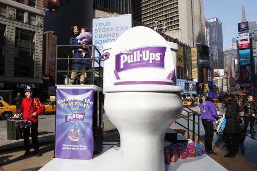 Pull-Ups Brand helps make potty training fun and easy with a larger than life First Flush celebration in Times Square on January 29, 2013 in New York City. (Amy Sussman /AP Images for Kimberly Clark)