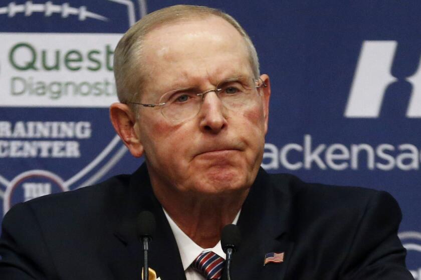 Tom Coughlin speaks during a farewell news conference as New York Giants coach on Tuesday.