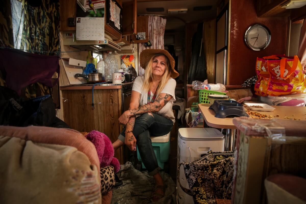 Laura Garciaros, 60, lives with six cats in an RV.
