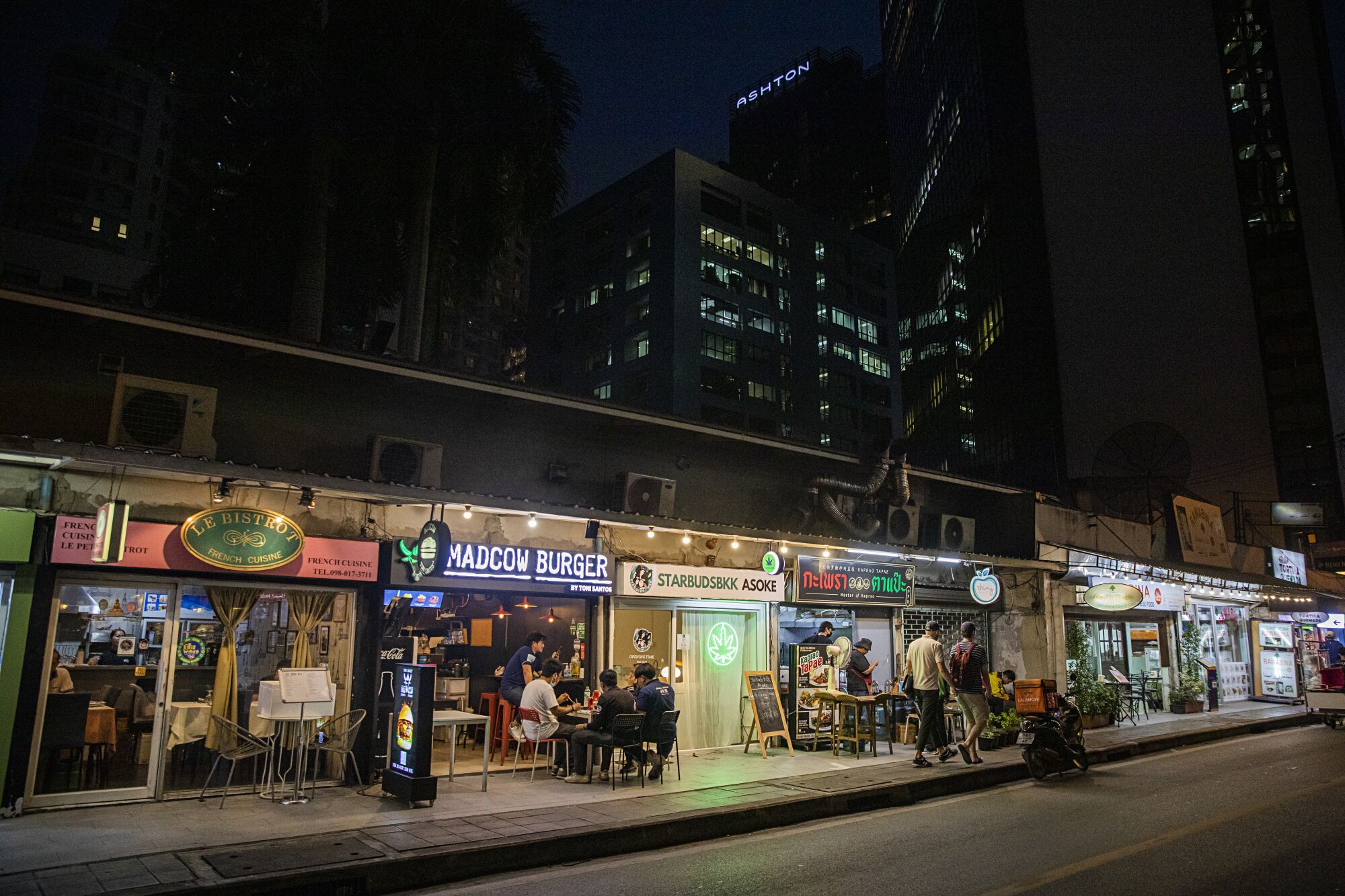 Marijuana dispensaries in Bangkok's Asoke neighborhood 
