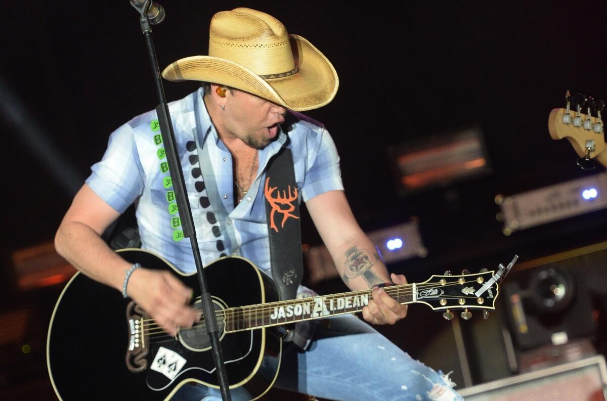 Jason Aldean, shown performing April 13 in Florence, Ariz., headlines on Saturday at the three-day Stagecoach Country Music Festival kicking off Friday, April 25, in Indio.