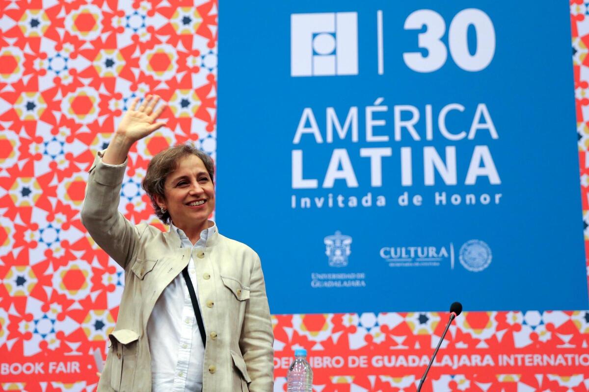 Mexican journalist Carmen Aristegui takes part at a conference to youngsters during the 30th International Book Fair (FIL in Spanish) of Guadalajara, in Jalisco, Mexico, 01 December 2016.