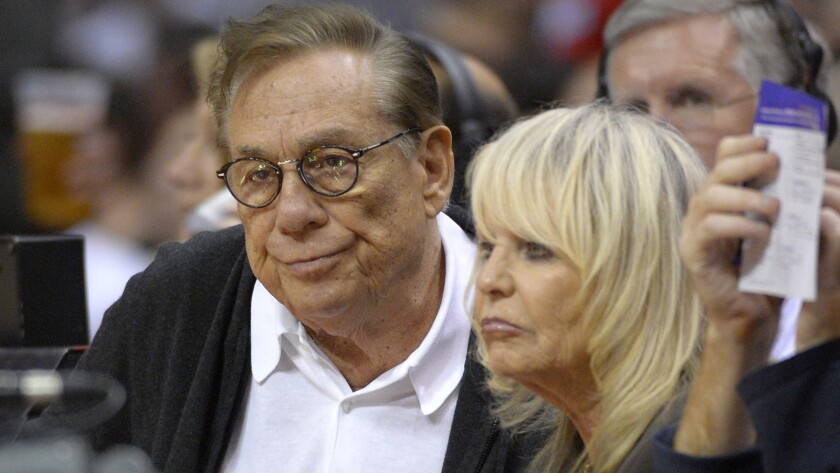 Los Angeles Clippers owner Donald Sterling and his wife, Rochelle Stein, watch the Clippers play the San Antonio Spurs in November 2012.
