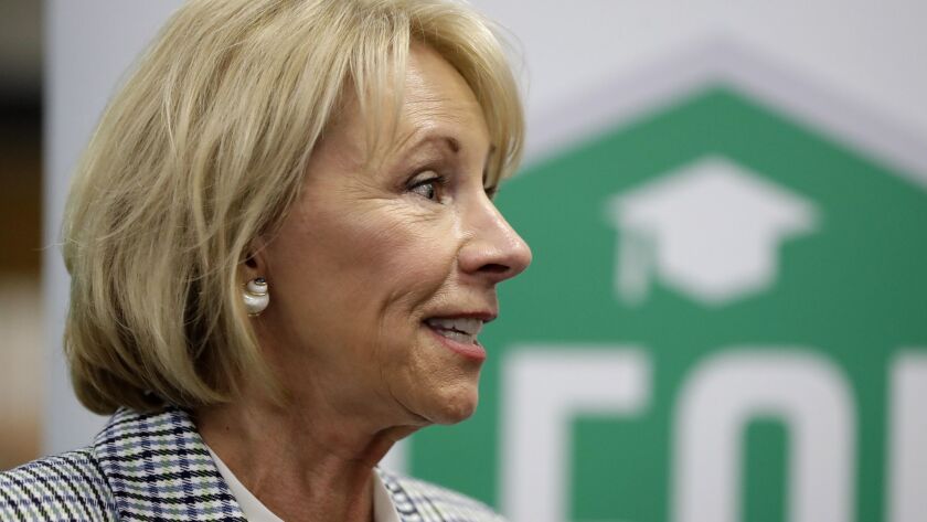 The Education Department, led by Betsy DeVos, created eligibility criteria that are far more rigid than Congress envisioned, Senate Democrats say.