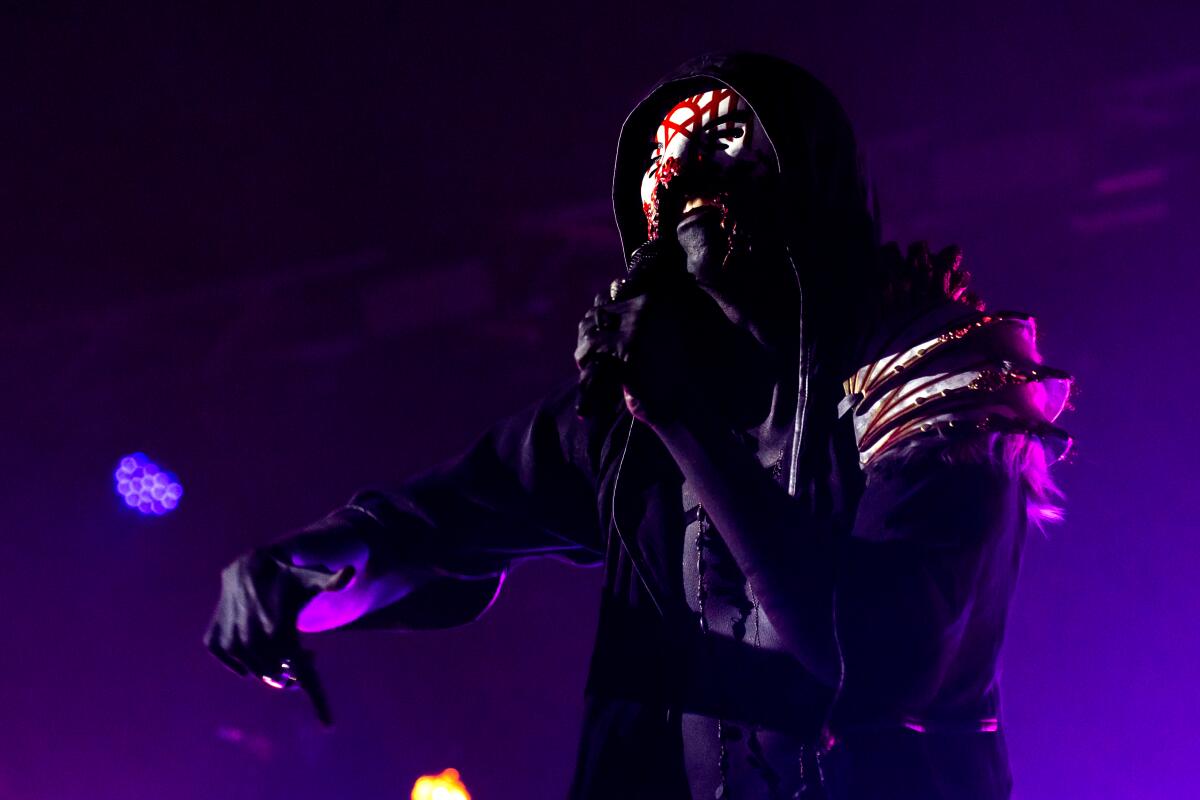 Sleep Token performs at the Reading Music Festival in England on Aug. 26, 2023.